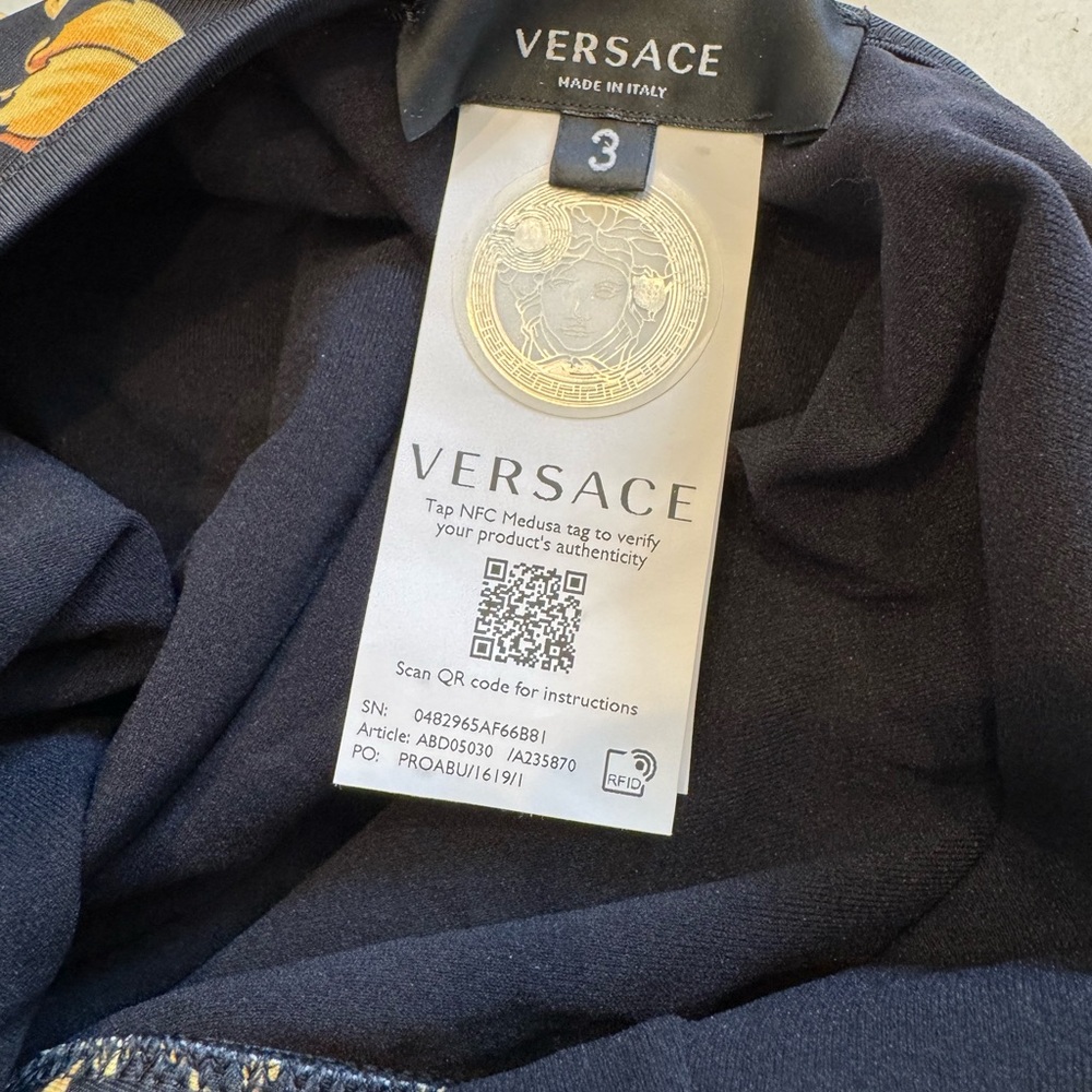 Versace Black and Gold One Piece Swimsuit with Baroque Design - Picture 3 of 13